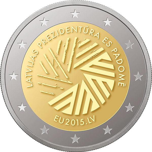 Монета Президенство Латвии в ЕС