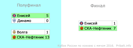 Турнирная таблица Кубка России по хоккею с мячом 2016